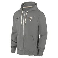Men's Nike Charcoal Tampa Bay Rays Authentic Collection Travel Performance Full-Zip Hoodie