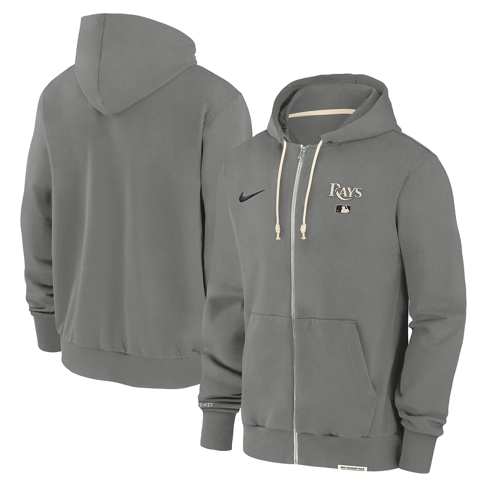 Men's Nike Charcoal Tampa Bay Rays Authentic Collection Travel Performance Full-Zip Hoodie