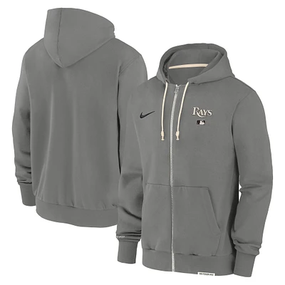 Men's Nike Charcoal Tampa Bay Rays Authentic Collection Travel Performance Full-Zip Hoodie
