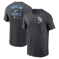 Men's Nike Charcoal Tampa Bay Rays Logo Sketch Bar T-Shirt