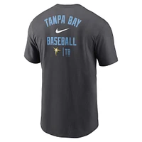 Men's Nike Charcoal Tampa Bay Rays Logo Sketch Bar T-Shirt