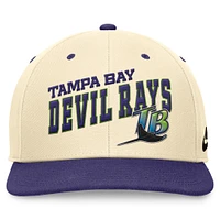 Casquette Snapback Performance Nike pour hommes, crème/violet, Tampa Bay Rays Rewind Cooperstown Collection