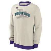 Sweat-shirt en molleton Nike Cream Tampa Bay Rays Cooperstown Collection pour homme
