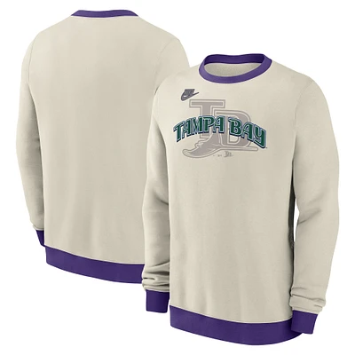 Sweat-shirt en molleton Nike Cream Tampa Bay Rays Cooperstown Collection pour homme