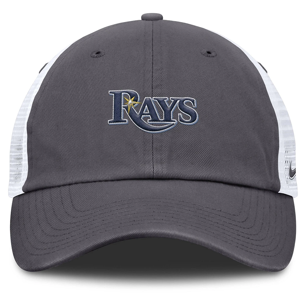 Casquette de camionneur ajustable Nike grise Tampa Bay Rays Wordmark Club pour homme