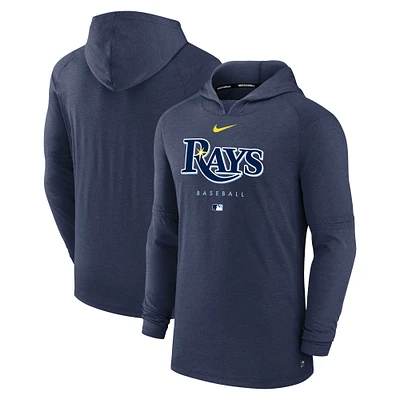 Men's Nike Heather Navy Tampa Bay Rays Authentic Collection Early Work Tri-Blend Performance Pullover Hoodie