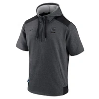 Men's Nike Heathered Charcoal/Black Tampa Bay Rays Authentic Collection Dry Flux Performance Quarter-Zip Short Sleeve Hoodie