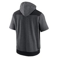 Men's Nike Heathered Charcoal/Black Tampa Bay Rays Authentic Collection Dry Flux Performance Quarter-Zip Short Sleeve Hoodie