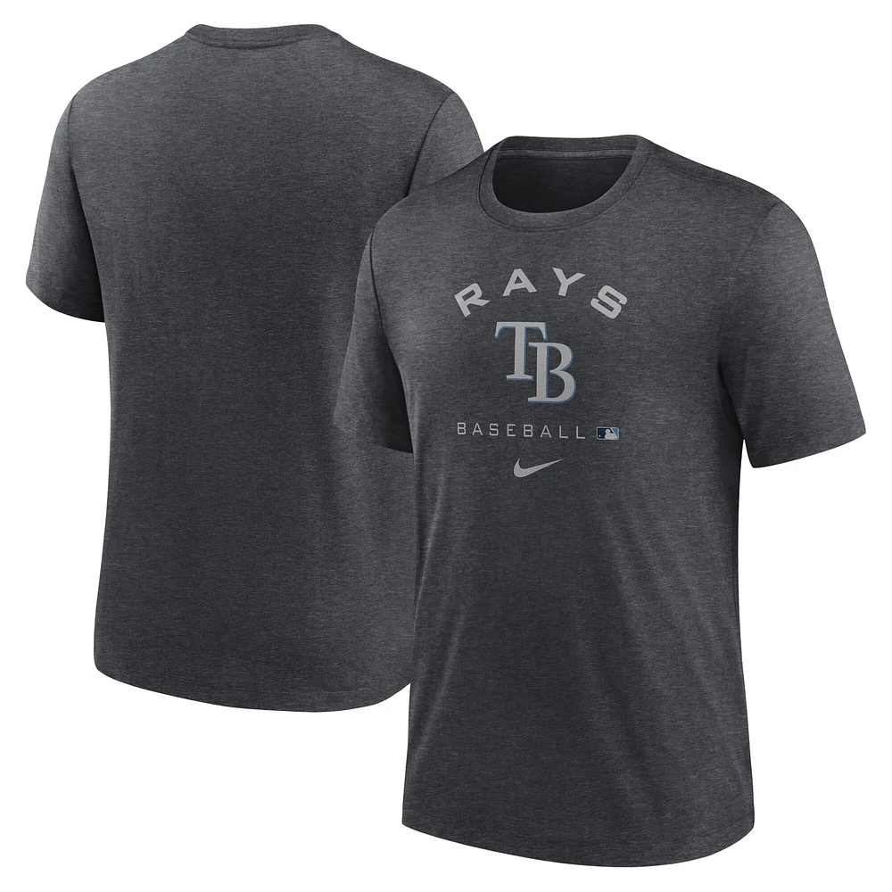 T-shirt Performance à trois mélanges pour homme Nike Heathered Charcoal Tampa Bay Rays Authentic Collection