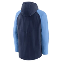 Sweat à capuche raglan entièrement zippé pour homme Nike Tampa Bay Rays Authentic Collection Performance - Bleu marine/Bleu clair