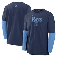 Men's Nike Navy/Light Blue Tampa Bay Rays Authentic Collection Player Lightweight Performance Long Sleeve Top