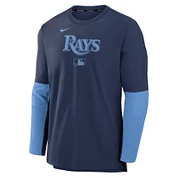 Men's Nike Navy/Light Blue Tampa Bay Rays Authentic Collection Player Lightweight Performance Long Sleeve Top