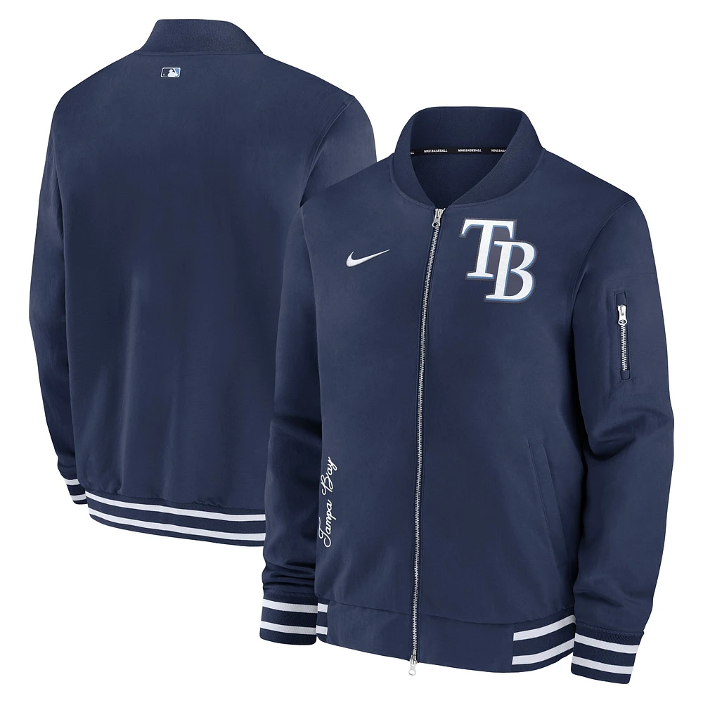 Men's Nike Navy Tampa Bay Rays Authentic Collection Full-Zip Bomber Jacket