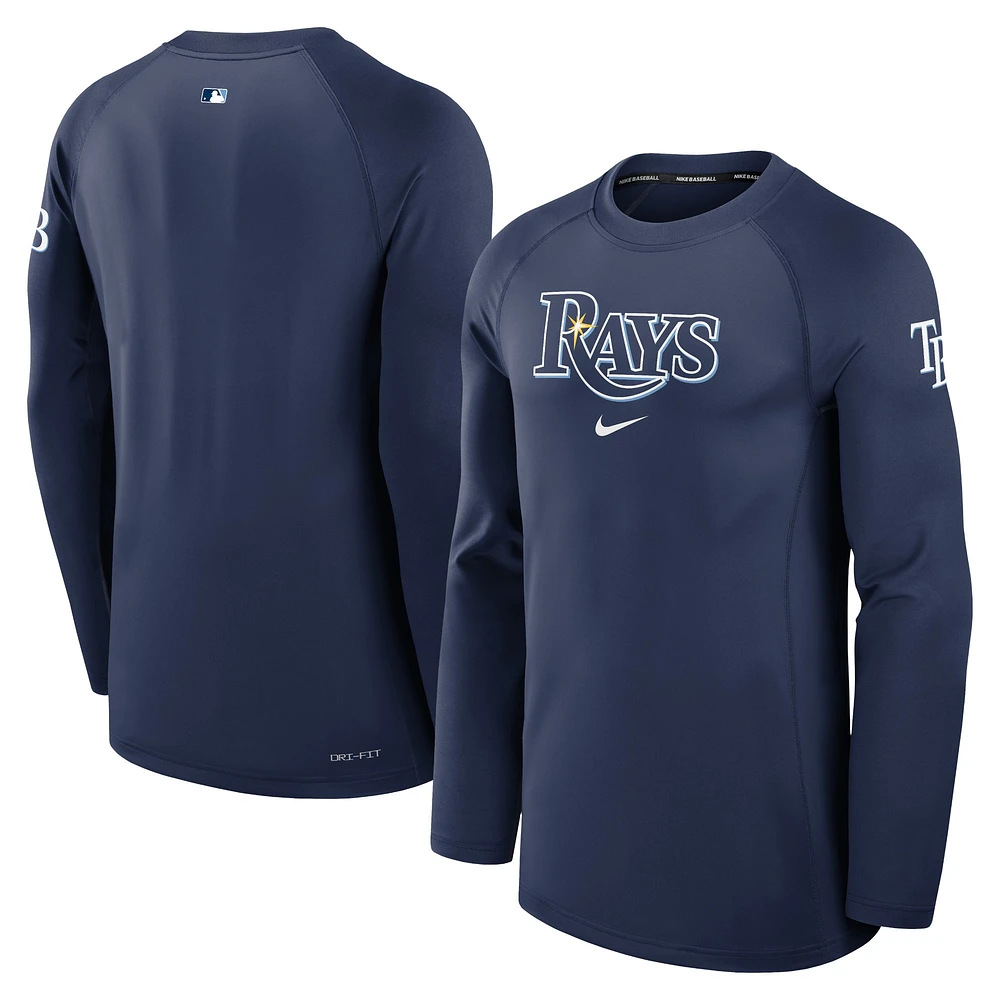 Men's Nike Navy Tampa Bay Rays Authentic Collection Game Time Raglan Performance Long Sleeve T-Shirt