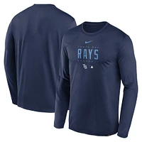 T-shirt à manches longues pour homme Nike Tampa Bay Rays Authentic Collection Team Logo Legend Performance - Bleu marine