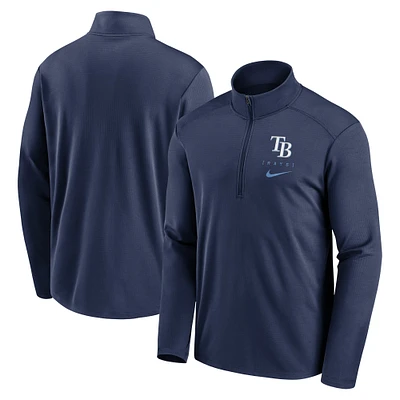 Haut à demi-zip Nike pour hommes, bleu marine, Tampa Bay Rays, logo Pacer Performance