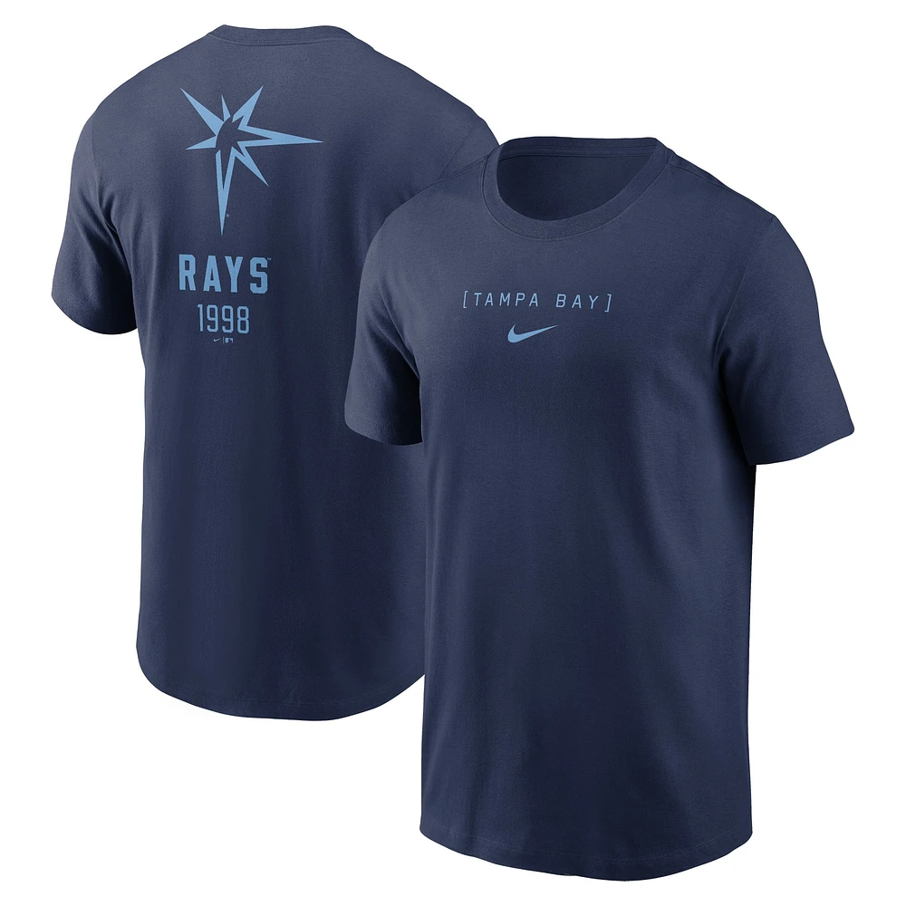 T-shirt Nike bleu marine Tampa Bay Rays avec grand logo dans le dos pour homme