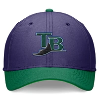 Casquette de performance Rewind Swooshflex Nike pour hommes, violet/vert, Tampa Bay Rays Cooperstown Collection