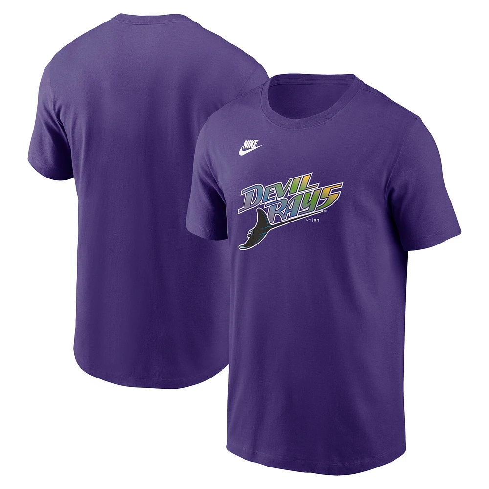 T-shirt violet avec logo de l'équipe la collection Cooperstown des Rays Tampa Bay Nike pour hommes