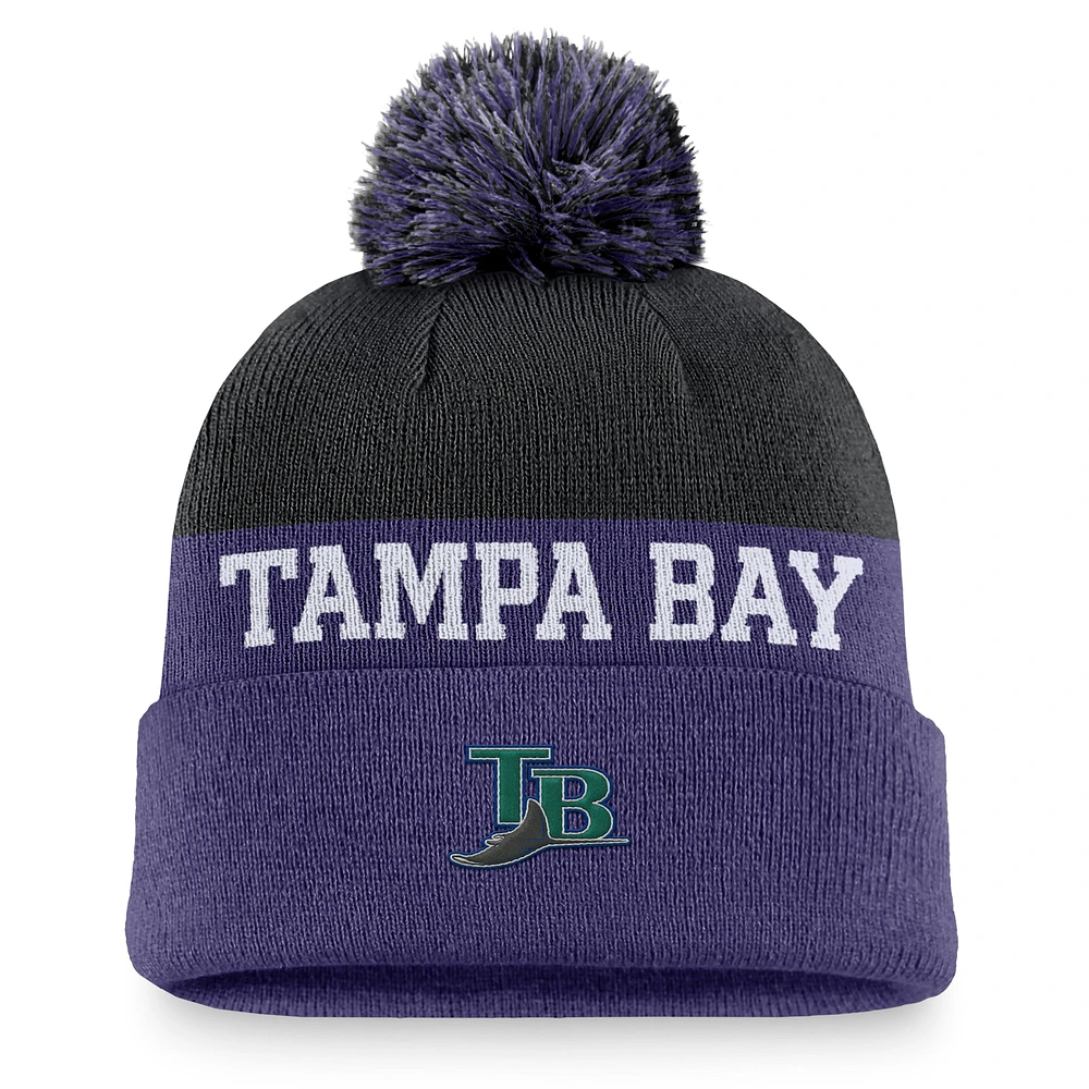 Bonnet en tricot à revers Nike violet Tampa Bay Rays Rewind Peak pour homme avec pompon