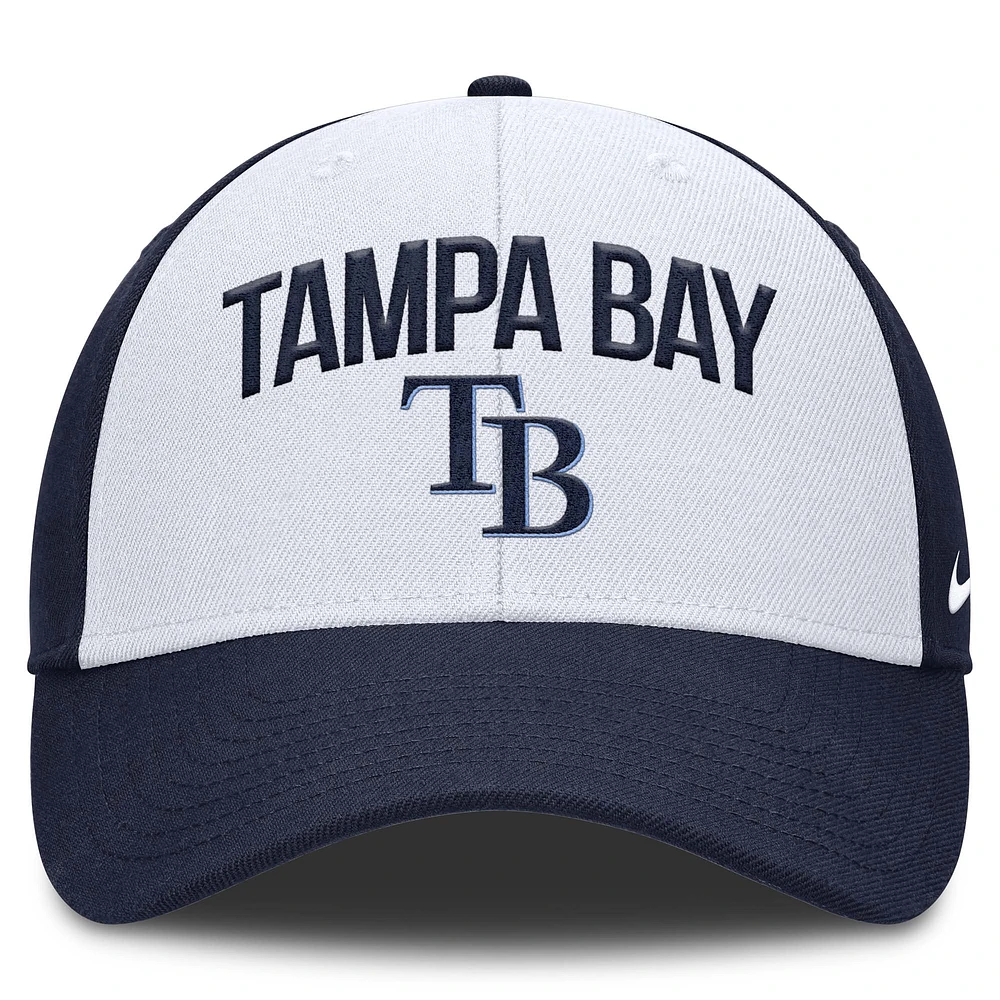 Casquette ajustable Nike Tampa Bay Rays Club Performance pour homme, blanc/bleu marine