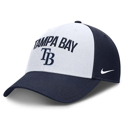 Casquette ajustable Nike Tampa Bay Rays Club Performance pour homme, blanc/bleu marine