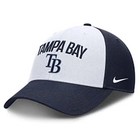 Casquette ajustable Nike Tampa Bay Rays Club Performance pour homme, blanc/bleu marine