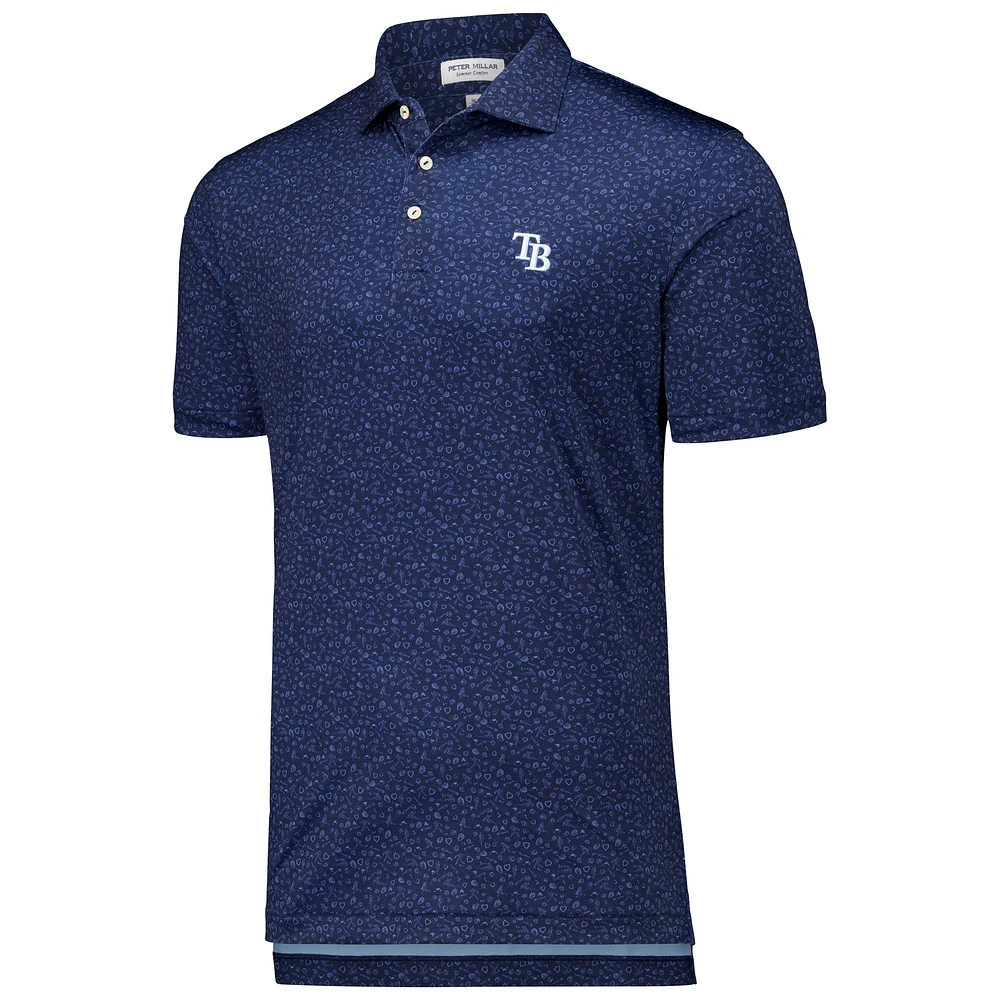 Men's Peter Millar Navy Tampa Bay Rays Batter Up Performance Jersey Polo