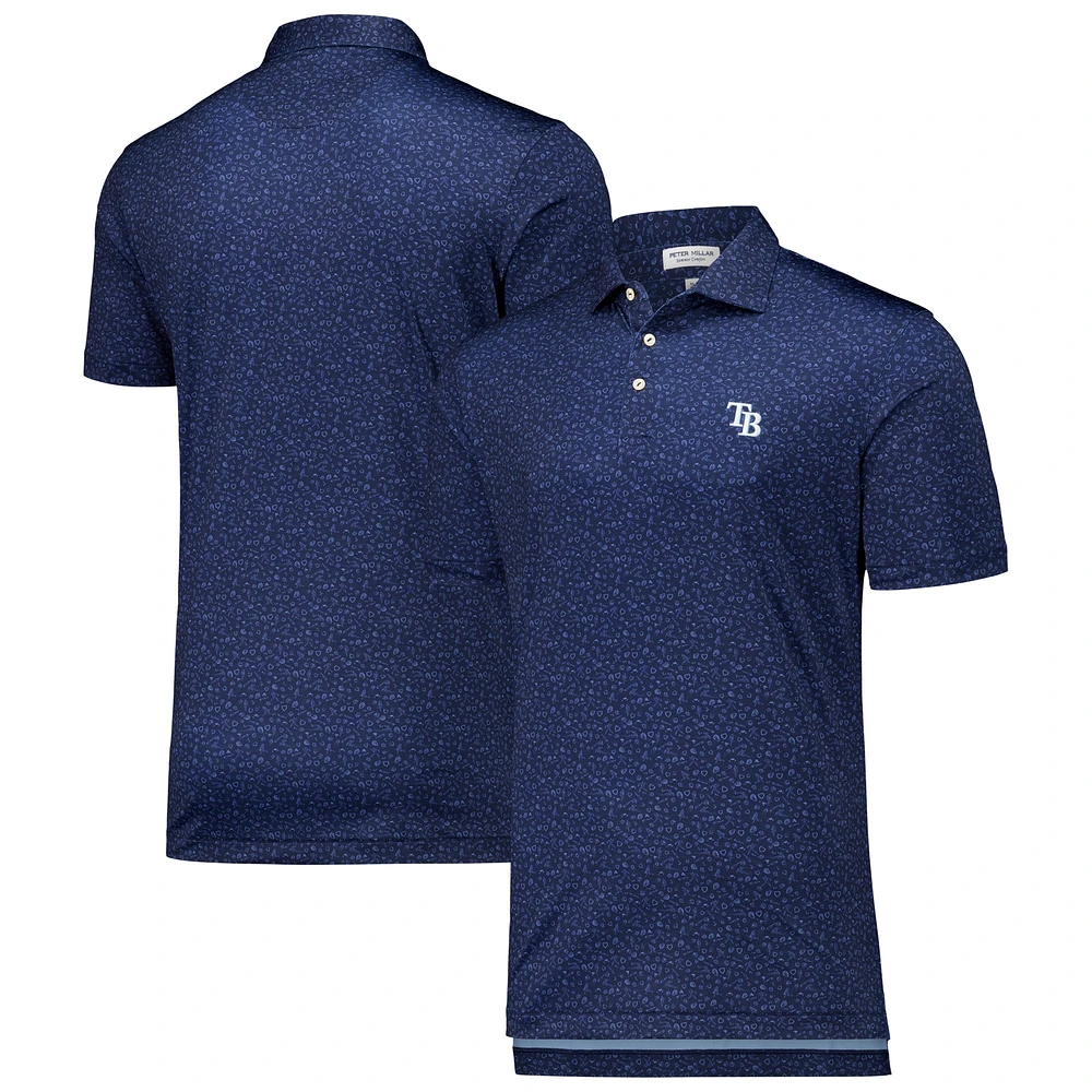 Men's Peter Millar Navy Tampa Bay Rays Batter Up Performance Jersey Polo