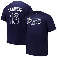 T-shirt avec nom et numéro pour hommes Profile Junior Caminero Navy Tampa Bay Rays