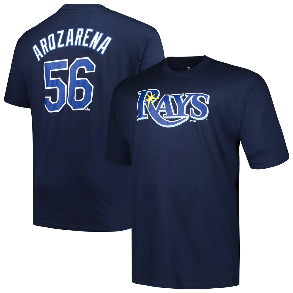 T-shirt avec nom et numéro pour hommes Randy Arozarena Navy Tampa Bay Rays Big & Tall