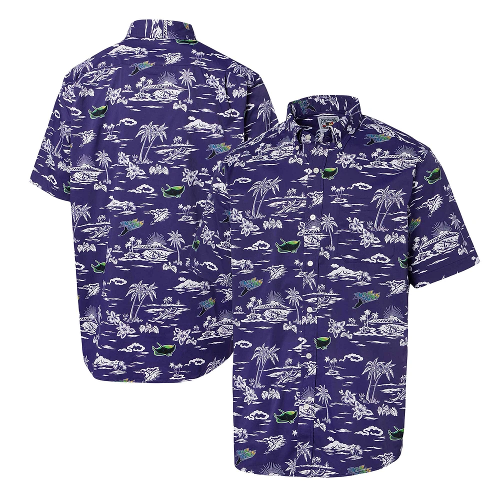 Men's Reyn Spooner Purple Tampa Bay Rays Cooperstown Collection Kekai Button-Down Shirt