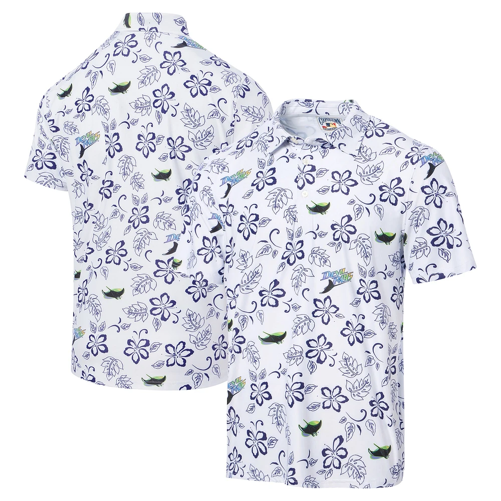 Polo de performance Reyn Spooner pour hommes, blanc, Tampa Bay Rays, collection Cooperstown