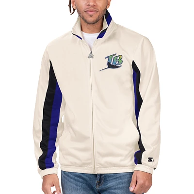 Veste de survêtement entièrement zippée pour homme la collection Cooperstown Rebound Tampa Bay Rays Starter Cream