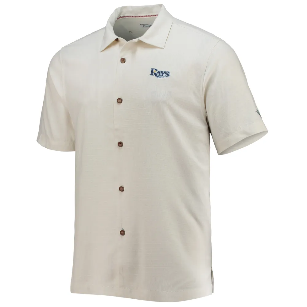 Tommy Bahama Men's Tommy Bahama Cream Tampa Bay Rays Baseball Camp  Button-Up Shirt