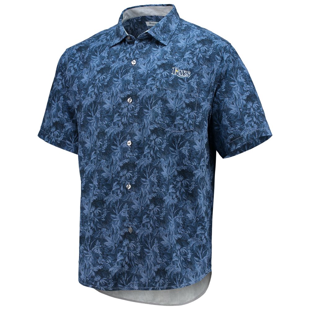 Tommy Bahama Men's Tommy Bahama Navy Tampa Bay Rays Jungle Shade Silk Camp  Button-Up Shirt