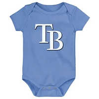 Newborn & Infant Light Blue/White/Heather Gray Tampa Bay Rays Biggest Little Fan 3-Pack Bodysuit Set