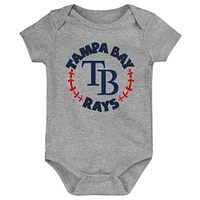 Newborn & Infant Light Blue/White/Heather Gray Tampa Bay Rays Biggest Little Fan 3-Pack Bodysuit Set