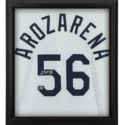 Maillot Nike authentique encadré autographié par Randy Arozarena des Tampa Bay Rays Shadowbox