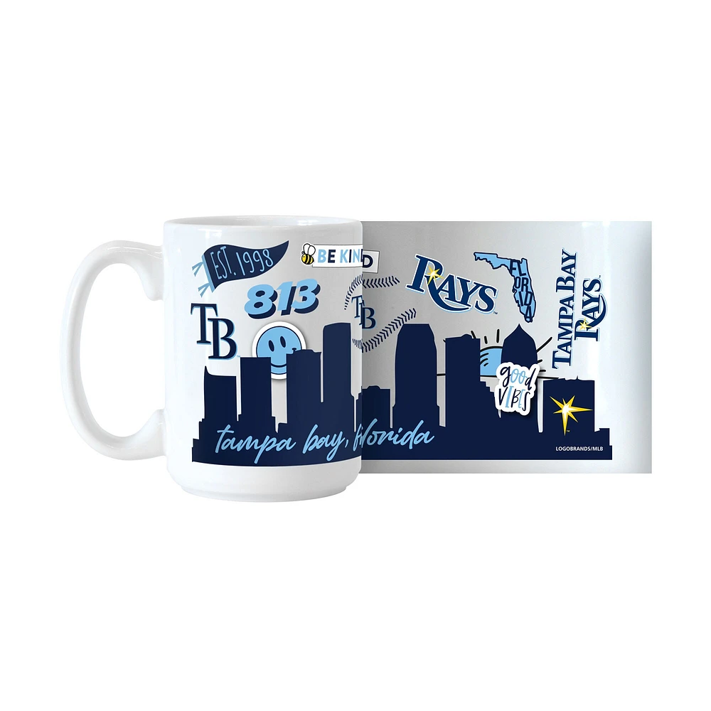 Raies de Tampa Bay 15 oz. Tasse en céramique indigène