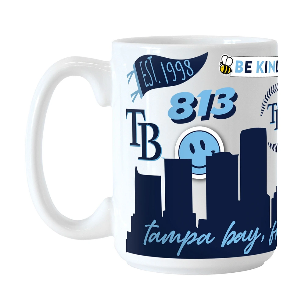 Raies de Tampa Bay 15 oz. Tasse en céramique indigène