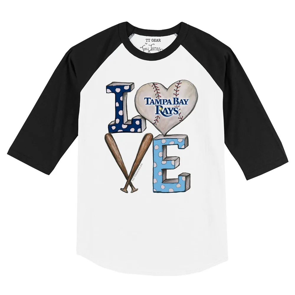 Lids Tampa Bay Rays Tiny Turnip Toddler Baseball Love Raglan 3/4 Sleeve T- Shirt - White/Black