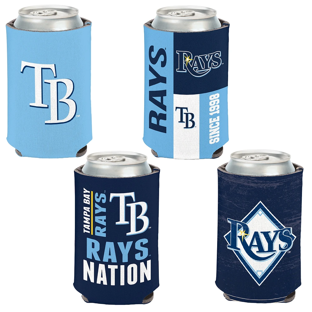 WinCraft Tampa Bay Rays, paquet de 4, 12 oz. Ensemble refroidisseur de canettes