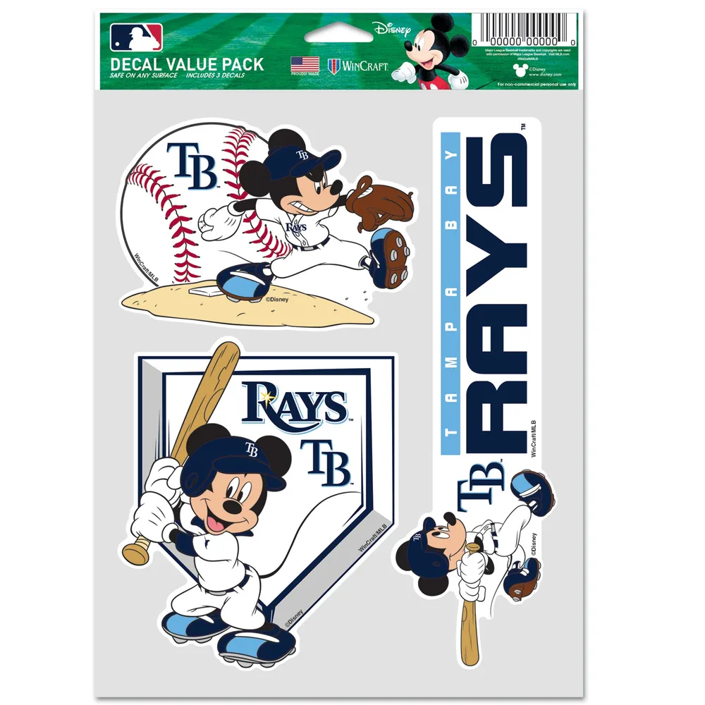 Lot de 3 autocollants WinCraft Tampa Bay Rays Disney Mickey Mouse Team