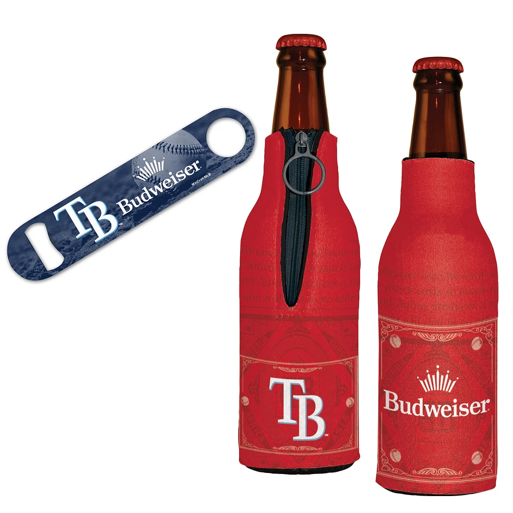 WinCraft Tampa Bay Rays MLB x Budweiser Ouvre-bouteille et 2 refroidisseurs de bouteilles