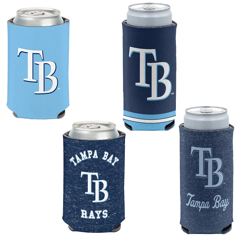 WinCraft Tampa Bay Rays mince et 12 oz. Ensemble de 4 refroidisseurs de canettes