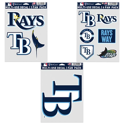 Lot de trois autocollants WinCraft pour supporters des Tampa Bay Rays