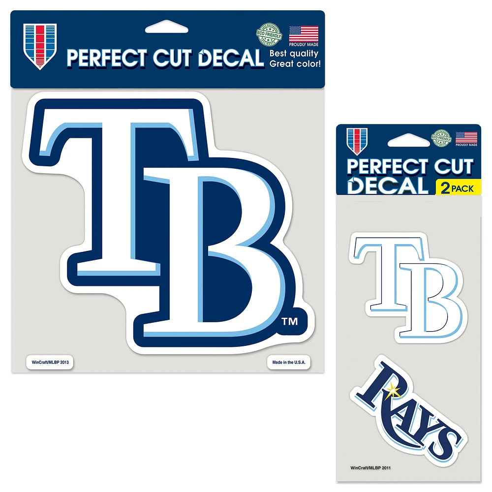 Lot de trois autocollants WinCraft Tampa Bay Rays Perfect Cut