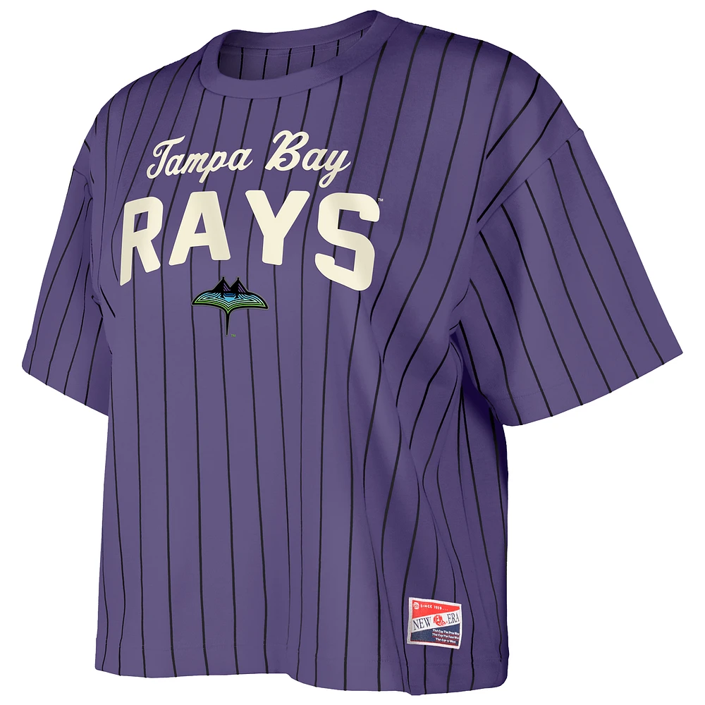 T-shirt court à rayures violettes City Connect Multiplier Tampa Bay Rays New Era pour femme
