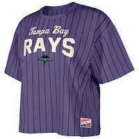 T-shirt court à rayures violettes City Connect Multiplier Tampa Bay Rays New Era pour femme